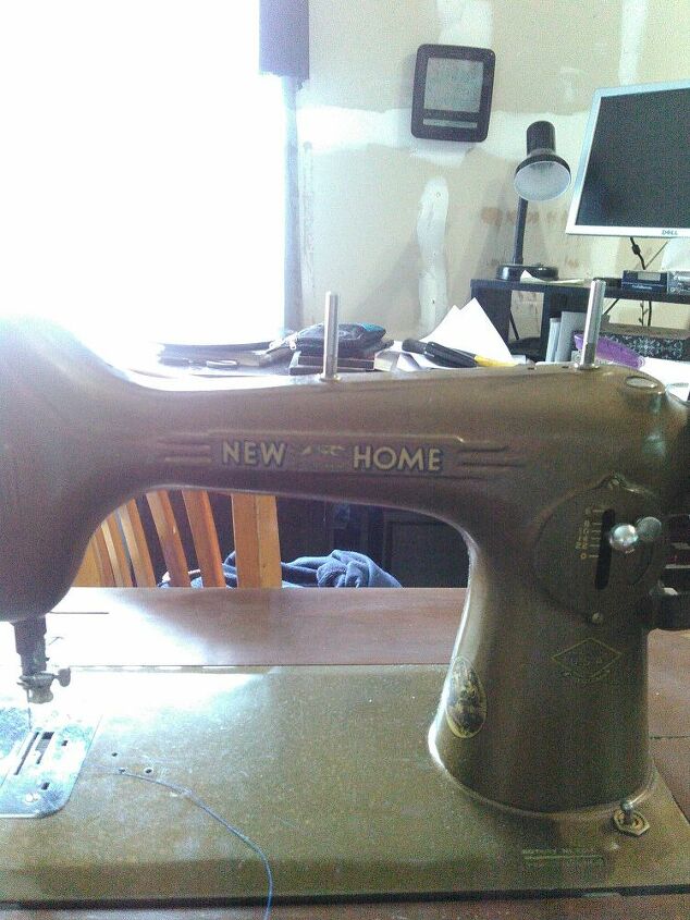 q sewing machine age id, painted furniture, repurposing upcycling, New Home Sewing Machine made in Rockford IL