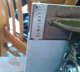 q sewing machine age id, painted furniture, repurposing upcycling, this is what we think is the serial number nlb 318770