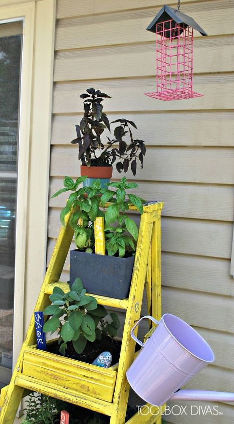 how to make a ladder planter, container gardening, gardening, how to, repurposing upcycling