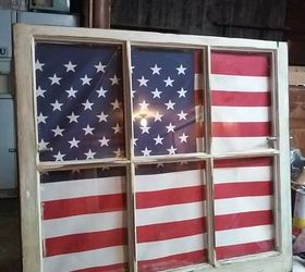 american flag and antique window, patriotic decor ideas, repurposing upcycling, seasonal holiday decor, window treatments