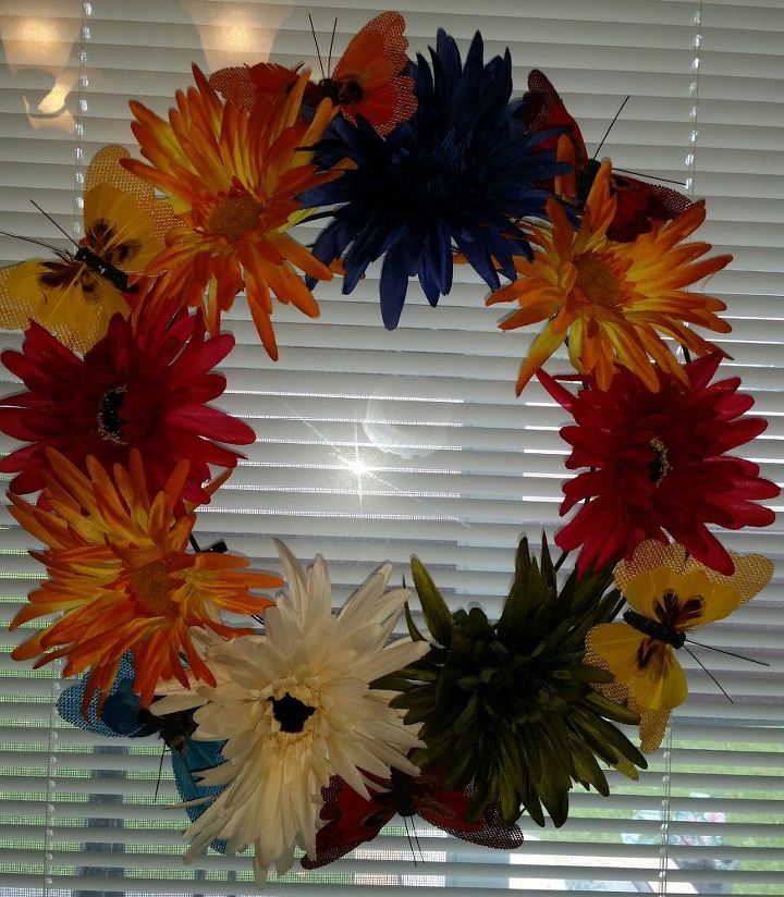 flower and butterfly wreath, crafts, flowers, wreaths