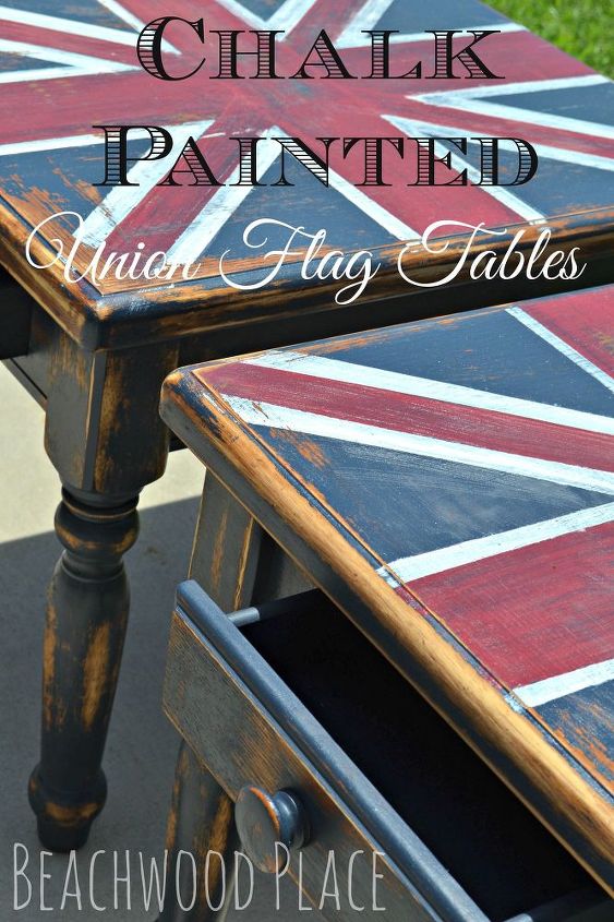 mesas con bandera de la unin pintadas a la tiza