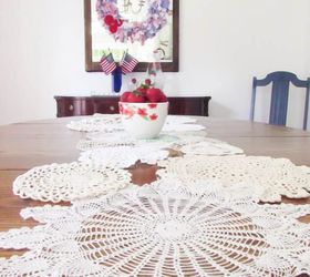 diy vintage doily table runner, crafts, dining room ideas, how to, repurposing upcycling