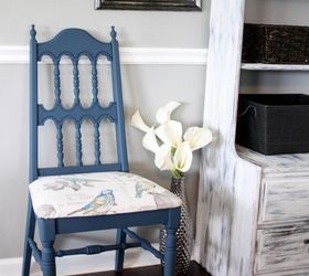 reuphostered and upcycled wood chair, chalk paint, painted furniture, reupholster