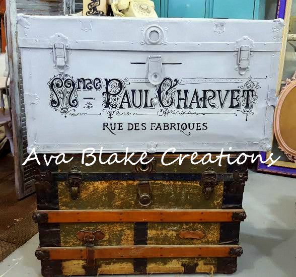 twice upcycled antique trunk, painted furniture, repurposing upcycling
