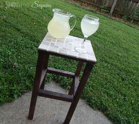 diy tiled end table, how to, outdoor furniture, painted furniture, repurposing upcycling, tiling