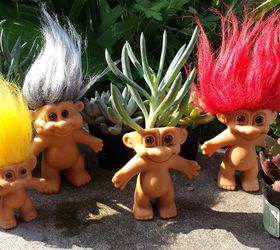nostalgic troll succulent planters, container gardening, repurposing upcycling, succulents