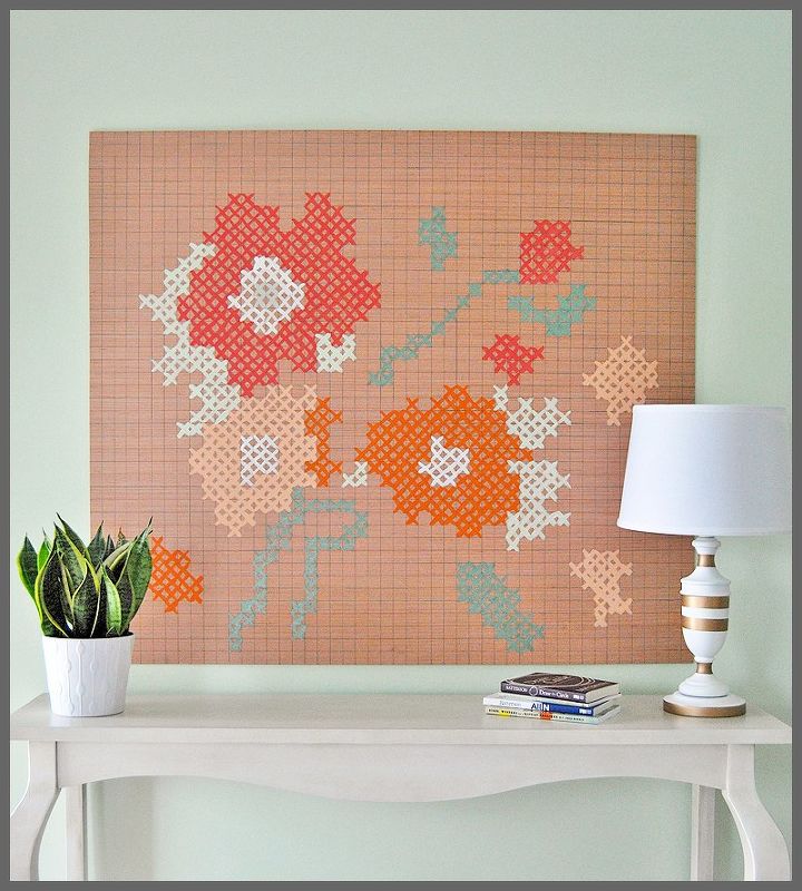 diy cross stitch art using plywood, crafts, how to, woodworking projects