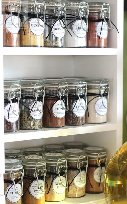 free vintage inspired spice pantry labels, closet, kitchen design, organizing, storage ideas