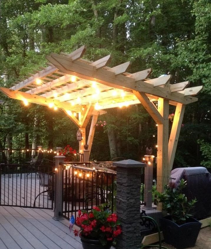 cantilevered pergola diy designed and built, Cantilevered pergola over part of our deck