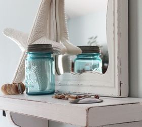 cottage inspired mirror with shelf, home decor, shelving ideas