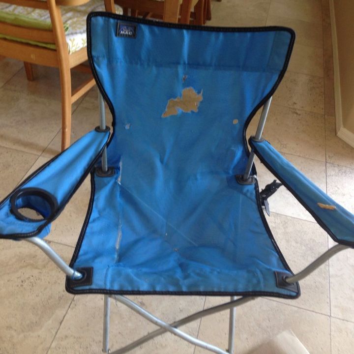 How To Reupholster A Camp Chair Hometalk, Outdoor Folding Chair Fabric Replacement