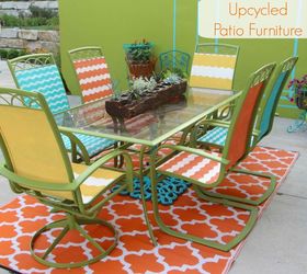 faded outdated patio gets a makeover, outdoor furniture, outdoor living, painted furniture, repurposing upcycling