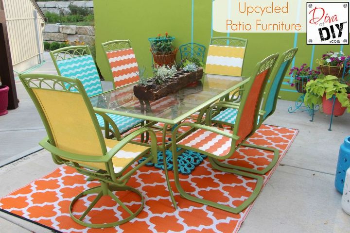 faded outdated patio gets a makeover, outdoor furniture, outdoor living, painted furniture, repurposing upcycling