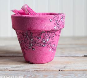 upcycled scarf to decoupaged planter, container gardening, crafts, decoupage, gardening, how to, repurposing upcycling