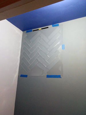 brick pattern painted wall in laundry room, laundry rooms, painting