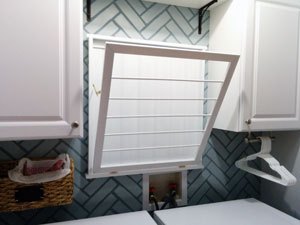 brick pattern painted wall in laundry room, laundry rooms, painting
