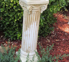 using a plaster column as a planter in your garden