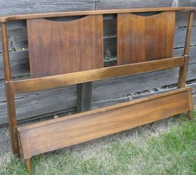 retro bench made using a wood bed head foot board, outdoor furniture, painted furniture, repurposing upcycling