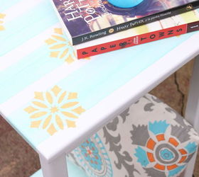 striped and stenciled bedside table, painted furniture