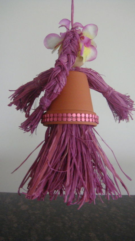 diy raffia clay pot figures, crafts, how to, outdoor living, repurposing upcycling