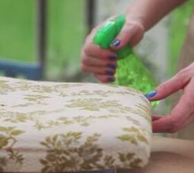 how to paint a fabric chair upholstered furniture painting tutorial, how to, painted furniture, reupholster, Step 3 Spray with water