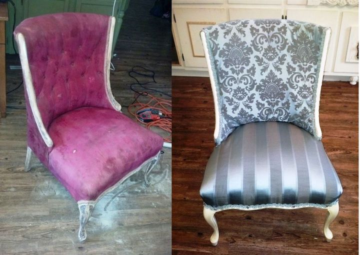 upcycled chair to french country bedroom chair, painted furniture, repurposing upcycling, reupholster