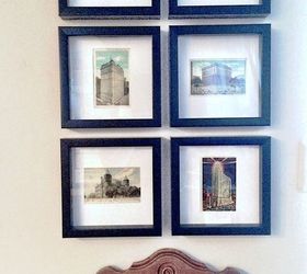 vintage postcard gallery diy matte frames, crafts, repurposing upcycling, wall decor