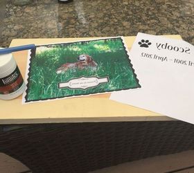 diy pet memorial photo bench, decoupage, diy, how to, outdoor furniture, woodworking projects, Items needed to transfer photo onto wood