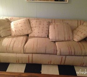 drop cloth slipcovered reupholstered couch, painted furniture, reupholster