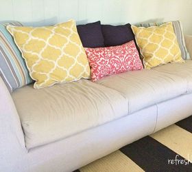 drop cloth slipcovered reupholstered couch, painted furniture, reupholster