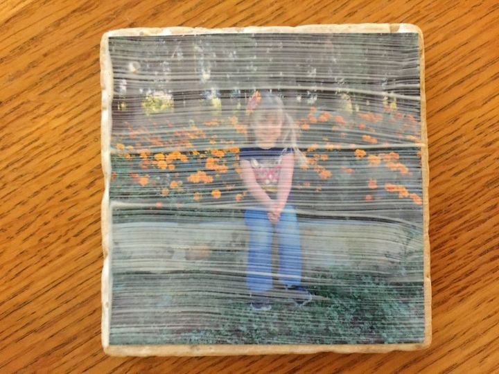 diy photo coasters and wood storage and display box, crafts, decoupage, how to, woodworking projects, Photo applied to tile with Mod Podge