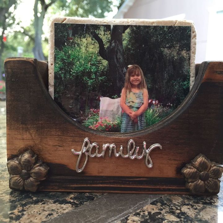 diy photo coasters and wood storage and display box, crafts, decoupage, how to, woodworking projects, Completed DIY Photo Coasters and Display Box