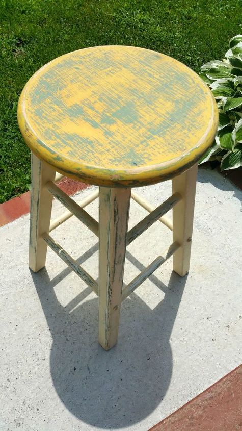 peacock inspired painted stool, chalk paint, painted furniture