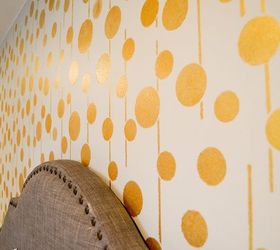 golden stenciled bedroom wall, bedroom ideas, painting, wall decor