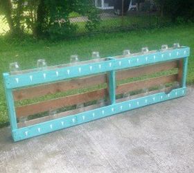 pallet and mason jars herb garden, container gardening, gardening, mason jars, painted furniture, pallet, repurposing upcycling