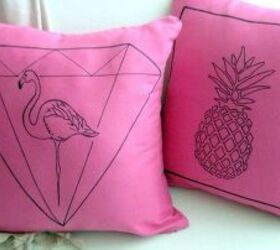 diy hot pink summer pillows, reupholster