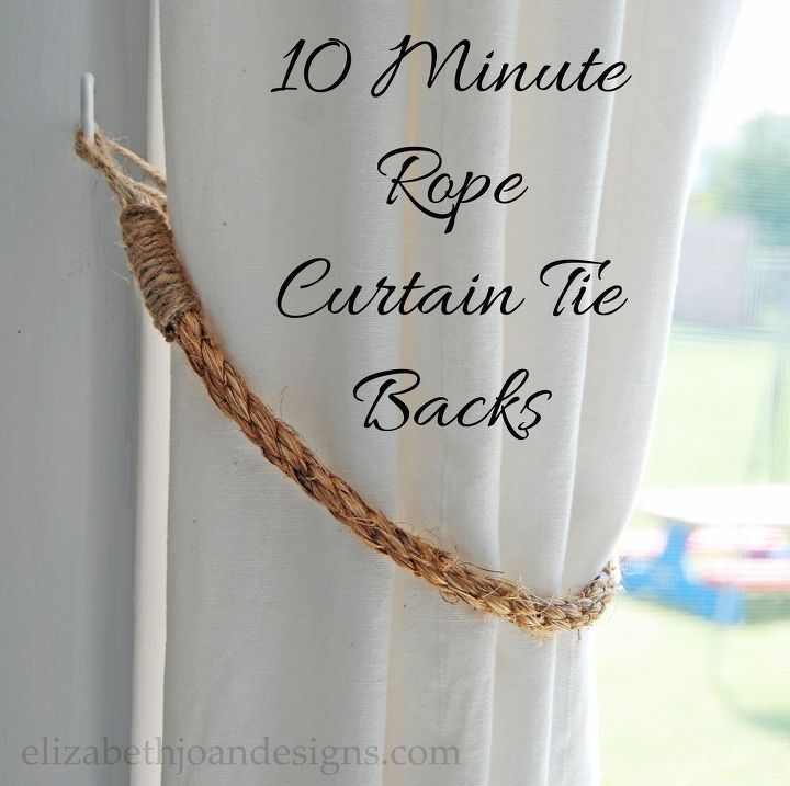 diy 10 minute rope curtain tie backs, crafts, how to, window treatments, windows