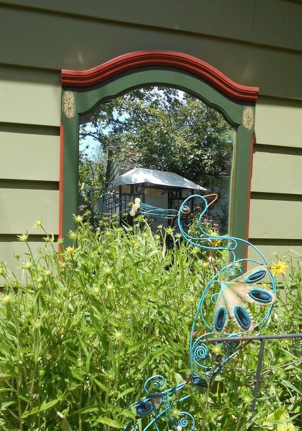 mirror on the garden wall, gardening, outdoor living