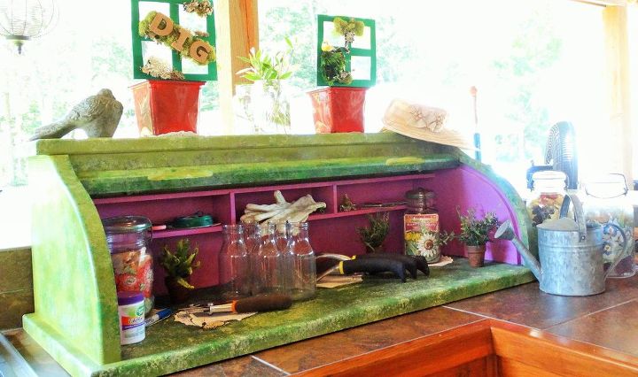 from child s roll top desk to counter potting shed