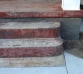 q paint color combo suggestions for curb appeal, concrete masonry, curb appeal, doors, paint colors, painting, Cement steps we still need to remove the last remnants of paint before patching and painting