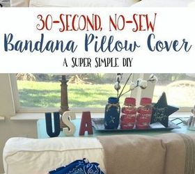 30 second no sew bandana pillow cover, crafts, how to, patriotic decor ideas, repurposing upcycling, reupholster
