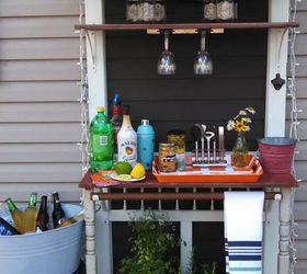 diy outdoor beverage station, outdoor furniture, repurposing upcycling