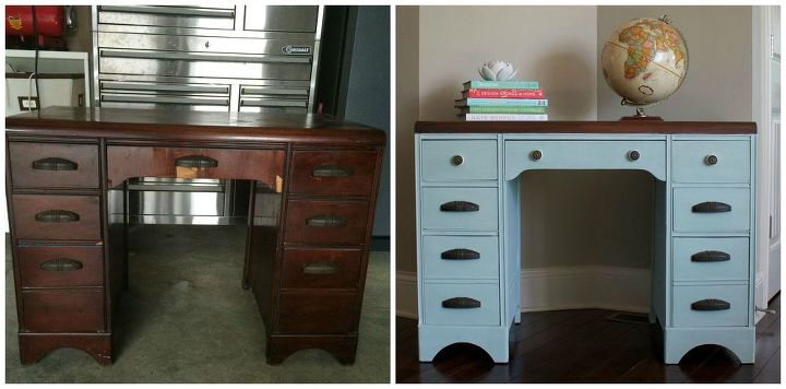 waterfall desk before after, painted furniture
