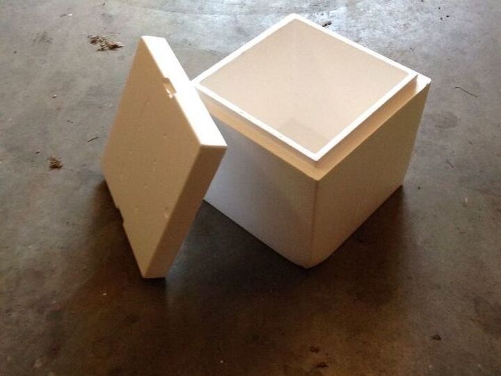 q repurposing a cool styrofoam box to an outdoor ottoman, decoupage, outdoor furniture, repurposing upcycling