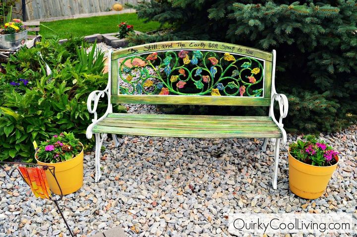 a colorful take on a repurposed bench, outdoor furniture, repurposing upcycling