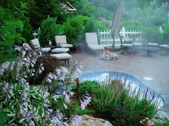 hot tub ideas 6 of our best designs for your collection boards, Landscaping an In ground Custom Spa