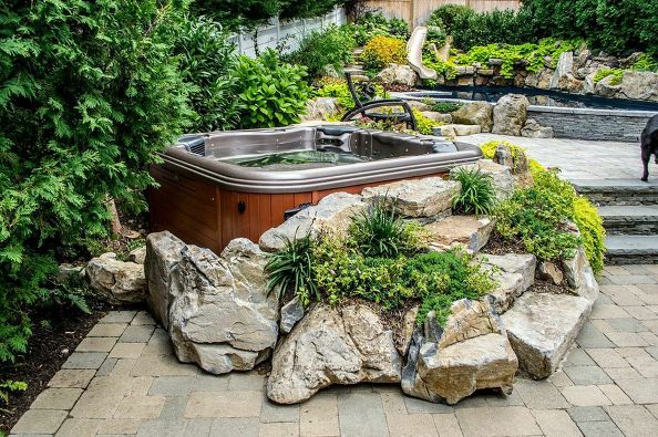 hot tub ideas 6 of our best designs for your collection boards, Hot Tub Set In Garden Look