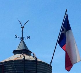 repurposed silo to outdoor welcome decor, outdoor living, repurposing upcycling, HAIL THE HAWK AND THE LONE STAR