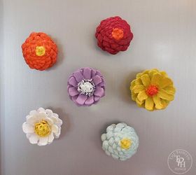 pine cone flower refrigerator magnets, crafts, how to, repurposing upcycling